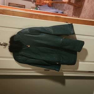 Vintage Teal lamb leather coat